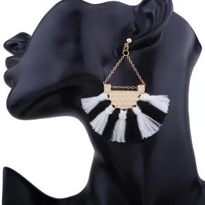 Korvakorut, Fan Shaped Tassels in Black & White