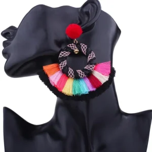 Korvakorut, Fan Shaped Tassels in Black & White