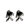 Korvakorut, FRENCH RIVIERA | Long Black Flower Earrings