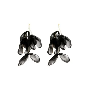 Korvakorut, FRENCH RIVIERA | Long Black Flower Earrings