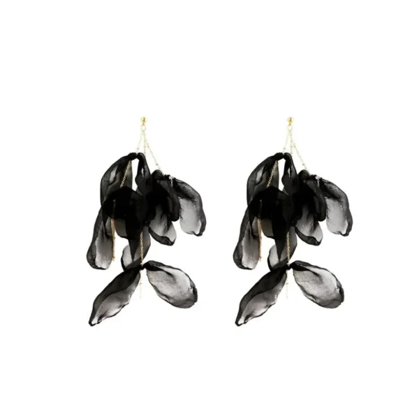Korvakorut, FRENCH RIVIERA | Long Black Flower Earrings