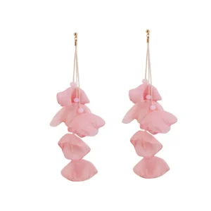 Korvakorut, FRENCH RIVIERA | Extra Long Soft Pink Flower Earrings