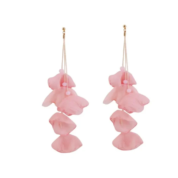 Korvakorut, FRENCH RIVIERA | Extra Long Soft Pink Flower Earrings