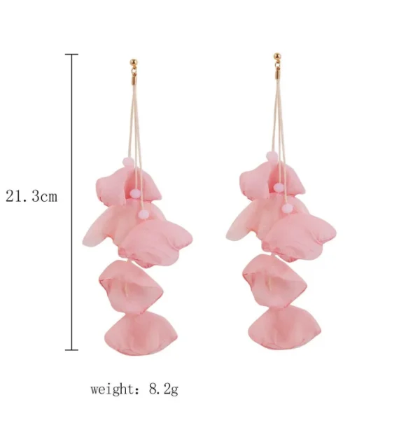 Korvakorut, FRENCH RIVIERA | Extra Long Soft Pink Flower Earrings