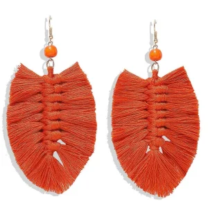 Korvakorut, Large Macrame in Orange -oranssit makrameekorvakorut