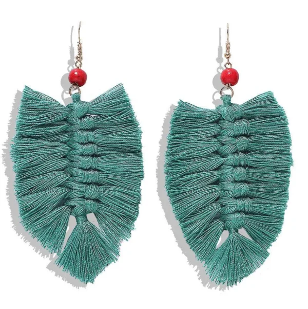 Korvakorut, Large Macrame in Blue -sinivihreät makrameekorvakorut