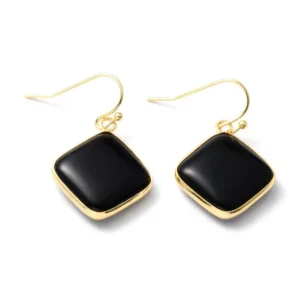 Korvakorut, NATURE COLLECTION | Black Agate Earrings with Gold Details