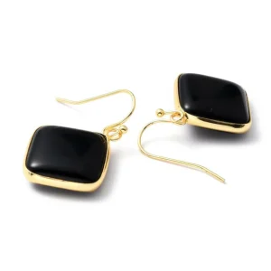 Korvakorut, NATURE COLLECTION | Black Agate Earrings with Gold Details