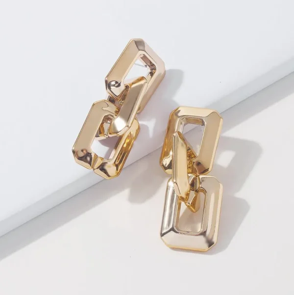 Korvakorut, PAPARAZZI | Chunky Square Gold Chain Earrings