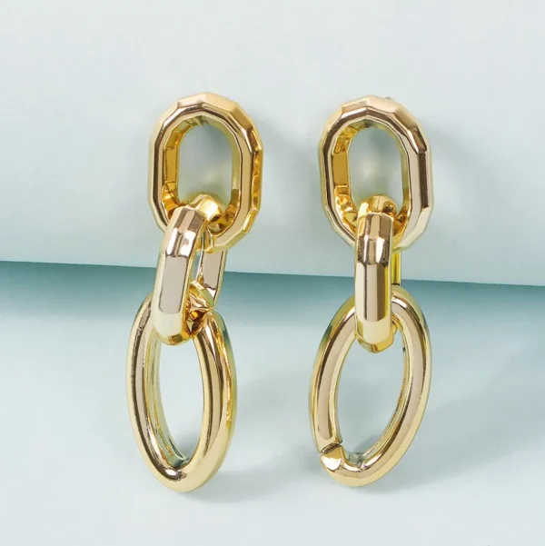 Korvakorut, PAPARAZZI | Chunky Oval Gold Chain Earrings