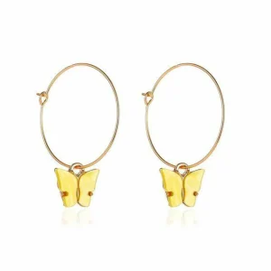 Korvakorut, PAPARAZZI | Large Butterfly Hoops in Yellow