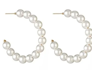 Korvakorut, PAPARAZZI | Large Trendy Pearl Hoops -helmirenkaat