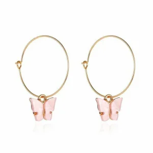 Korvakorut, PAPARAZZI | Large Butterfly Hoops in Light Pink