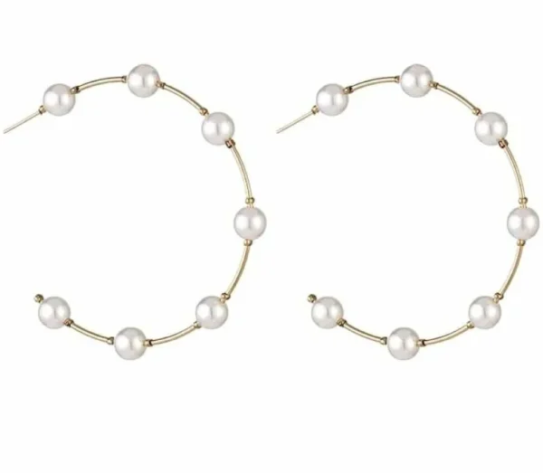 Korvakorut, PAPARAZZI | Light Pearl Hoops -helmirenkaat