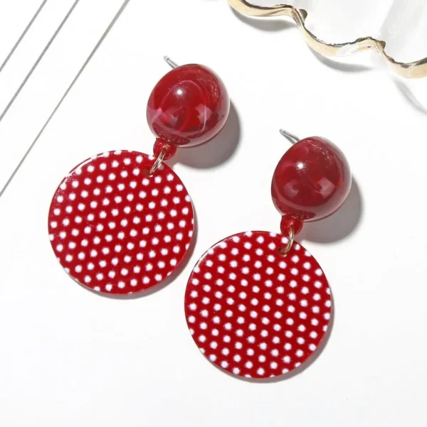 Korvakorut, Red Round Polkadot Earrings -punaiset korvakorut pilkuilla