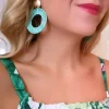 Korvakorut, Round Mint Earrings with Gold Details