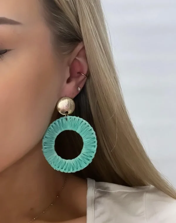 Korvakorut, Round Mint Earrings with Gold Details