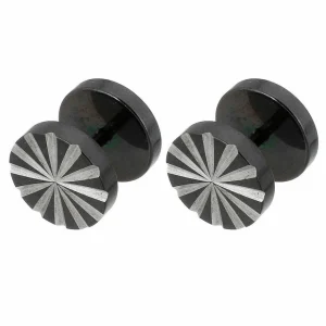 Korvakoru | Thomas Earring -musta feikkiplugi koristeleikkauksin