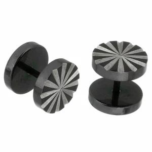 Korvakoru | Thomas Earring -musta feikkiplugi koristeleikkauksin