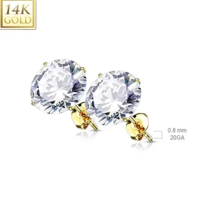 Korvanapit, 14K Gold CZ Top -kultaiset korvakorut, neljä eri kokoa