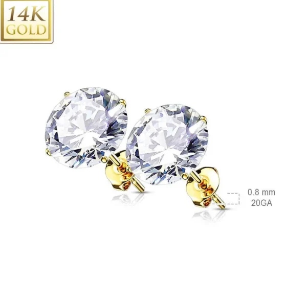 Korvanapit, 14K Gold CZ Top -kultaiset korvakorut, neljä eri kokoa