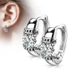Korvarenkaat, Antique Silver Hoop Rings with Zirconia