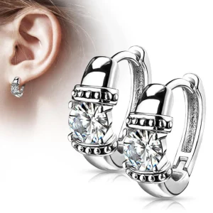 Korvarenkaat, Antique Silver Hoop Rings with Zirconia