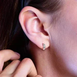 Korvarenkaat, Antique Silver Hoop Rings with Zirconia
