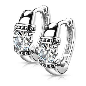 Korvarenkaat, Antique Silver Hoop Rings with Zirconia