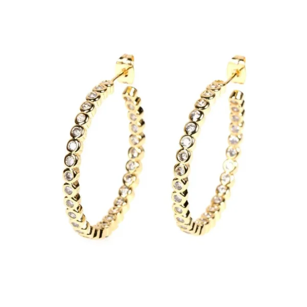Korvarenkaat, FRENCH RIVIERA | Modern Gold Hoops with Cubic Zirconia