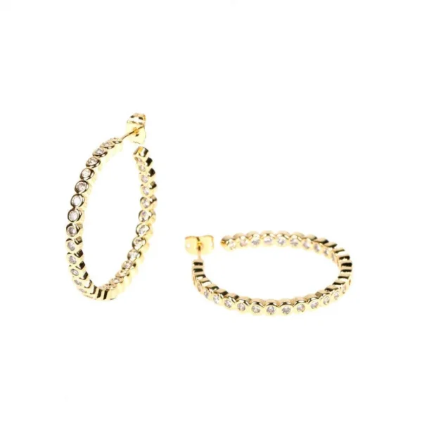 Korvarenkaat, FRENCH RIVIERA | Modern Gold Hoops with Cubic Zirconia