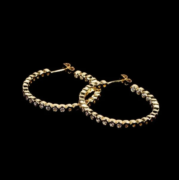 Korvarenkaat, FRENCH RIVIERA | Modern Gold Hoops with Cubic Zirconia