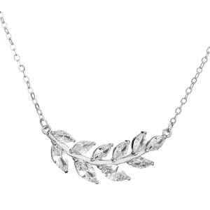 Kristallikaulakoru, ATHENA BRIDAL | Noelle Necklace -hopeinen lehtiaihe