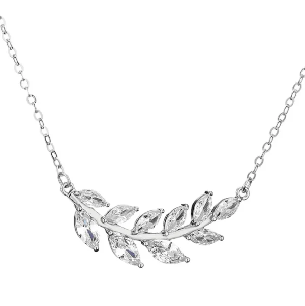 Kristallikaulakoru, ATHENA BRIDAL | Noelle Necklace -hopeinen lehtiaihe
