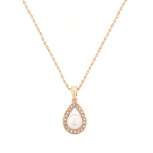 Kristallikaulakoru, ATHENA BRIDAL JEWELLERY | Pearl Teardop (rosegold)