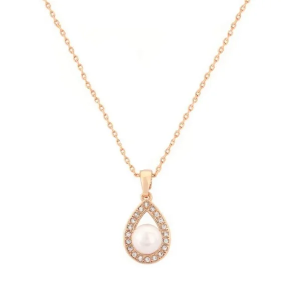 Kristallikaulakoru, ATHENA BRIDAL JEWELLERY | Pearl Teardop (rosegold)