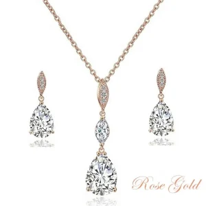 Kristallikorusetti, ATHENA BRIDAL | Classic Rosegold Teardrop Set