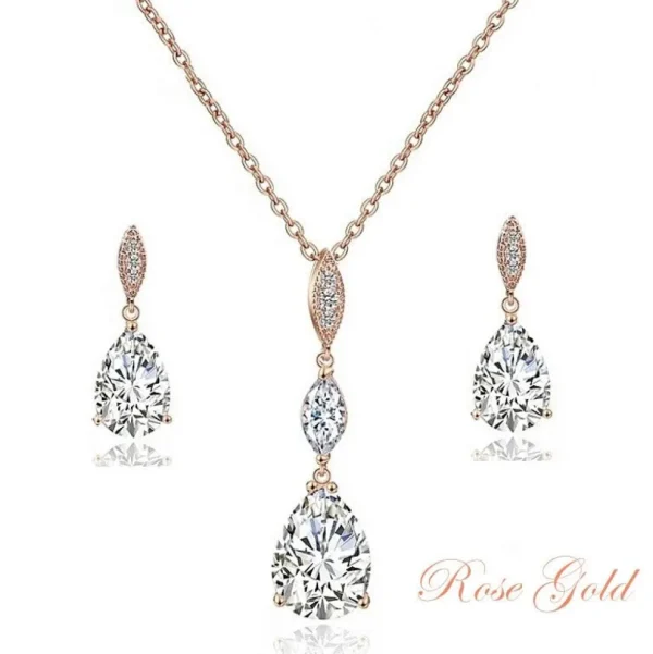 Kristallikorusetti, ATHENA BRIDAL | Classic Rosegold Teardrop Set
