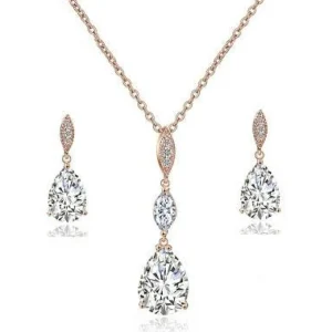 Kristallikorusetti, ATHENA BRIDAL | Classic Rosegold Teardrop Set