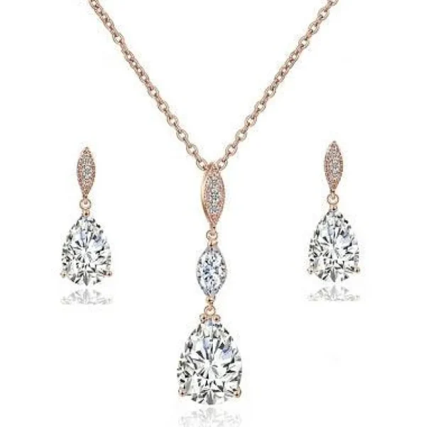 Kristallikorusetti, ATHENA BRIDAL | Classic Rosegold Teardrop Set