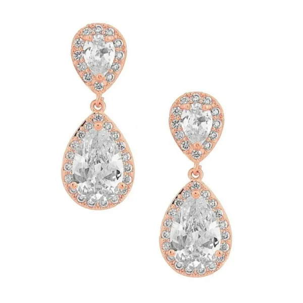 Kristallikorvakorut, ATHENA BRIDAL | Dainty Teardrop Earrings (RG)