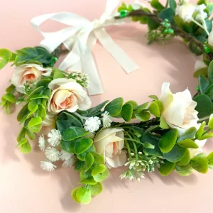 Kukkakruunu | SUGAR SUGAR, Rose Fields -persikkainen kukkapanta