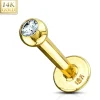 Labret, 14K Gold Labret with CZ -kultainen labretkoru