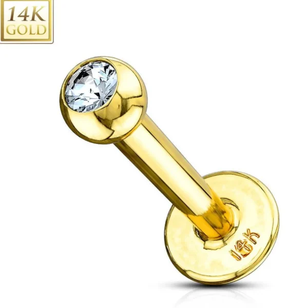 Labret, 14K Gold Labret with CZ -kultainen labretkoru