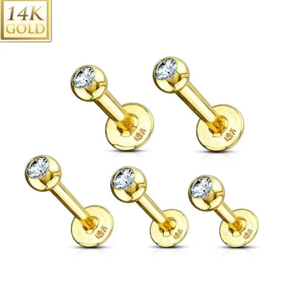 Labret, 14K Gold Labret with CZ -kultainen labretkoru