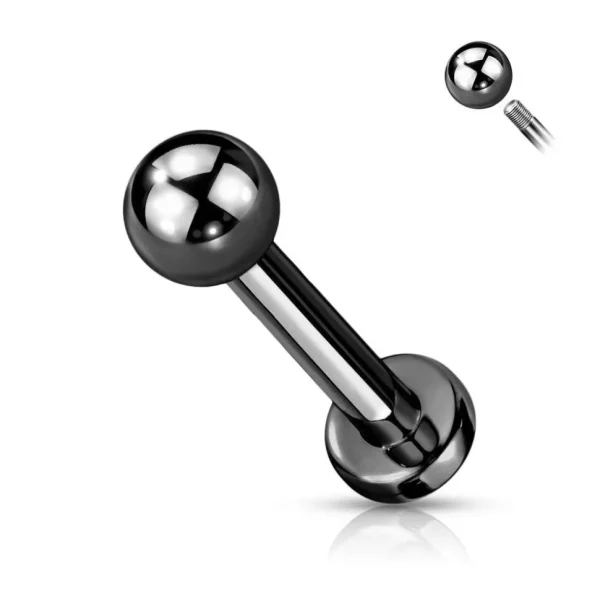 Labret 1,2mm, Titanium Basic 3mm Black (titaaninen labret-tappi)