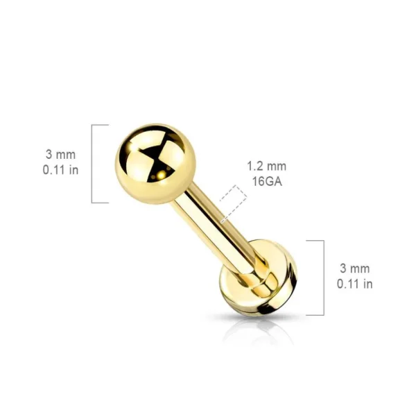 Labret 1,2mm, Titanium Basic 3mm Black (titaaninen labret-tappi)