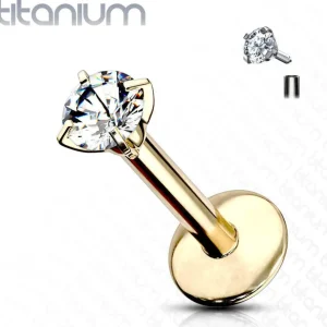 Labret, Titanium Round Medium 3mm CZ Gold