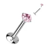 Labret, Titanium Round Medium 3mm CZ in Pink (erikoispitkä sisäkierre)