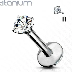 Labret, Titanium Round Mini 2mm CZ
